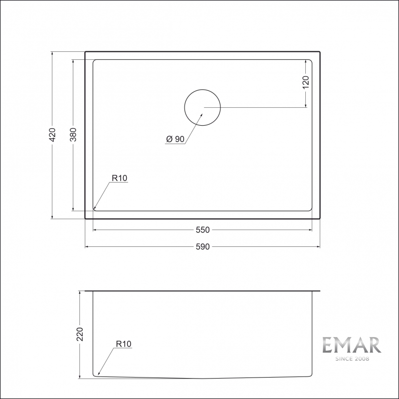картинка Мойка для кухни Emar EMB-132 PVD Nano Satine  картинка Мойка для кухни Emar EMB-132 PVD Nano Satine