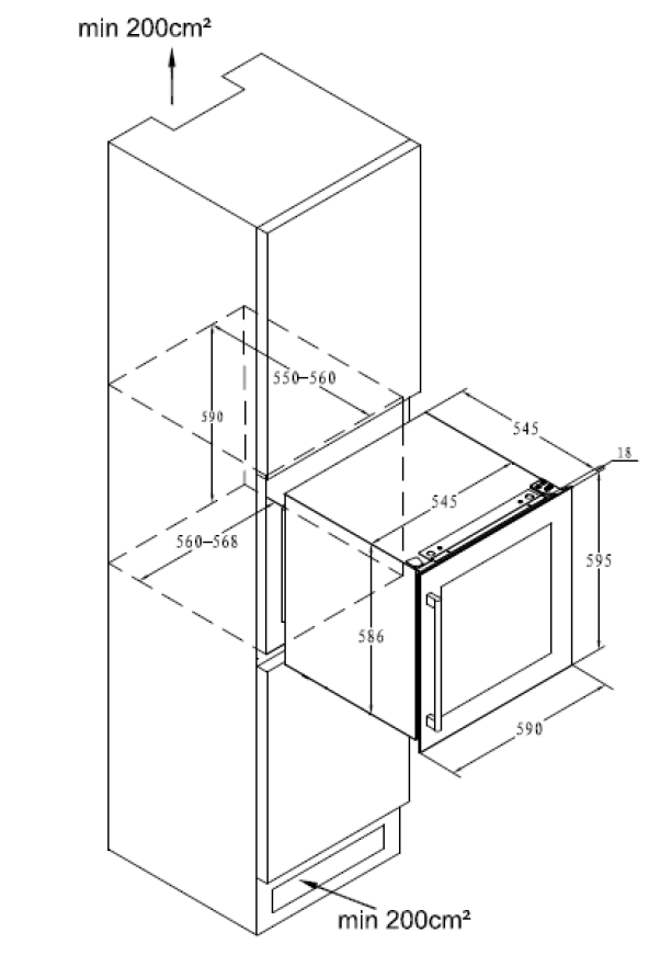 картинка Встраиваемый винный шкаф Weissgauff WWCI-36 DB Dual Zone 