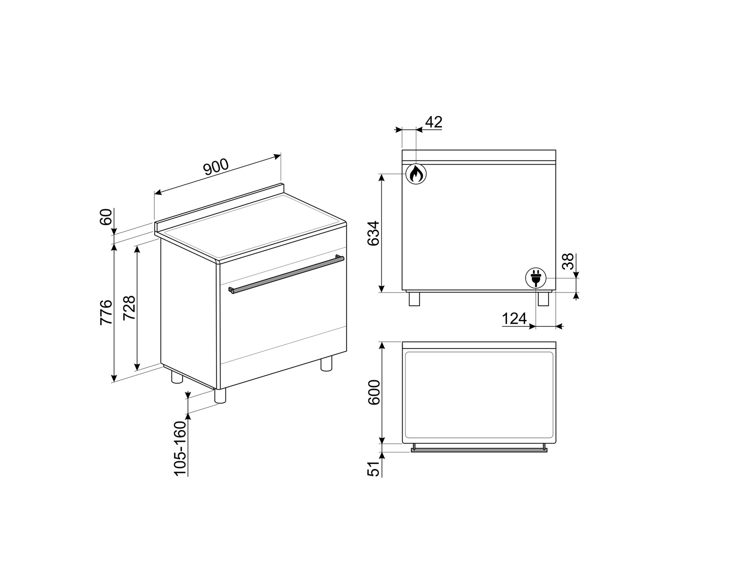 картинка Комбинированная кухонная плита Smeg SUK91MFX9  картинка Комбинированная кухонная плита Smeg SUK91MFX9
