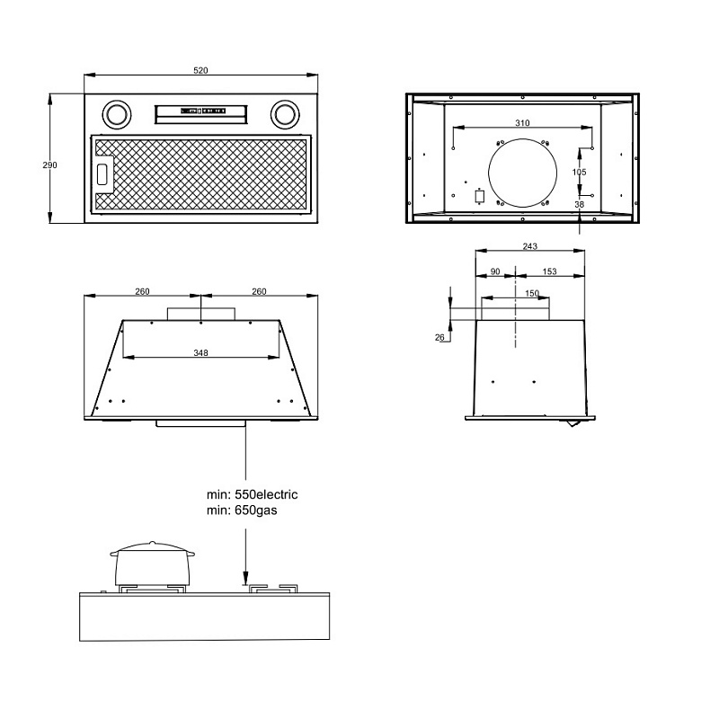 картинка Кухонная вытяжка Korting KHI 6755 W 