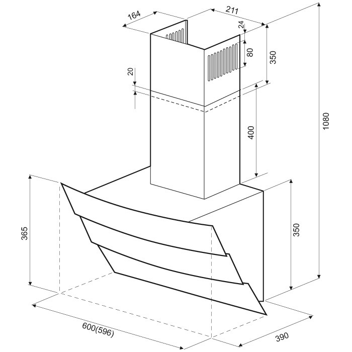 картинка Кухонная вытяжка Krona INGA 600 black sensor 
