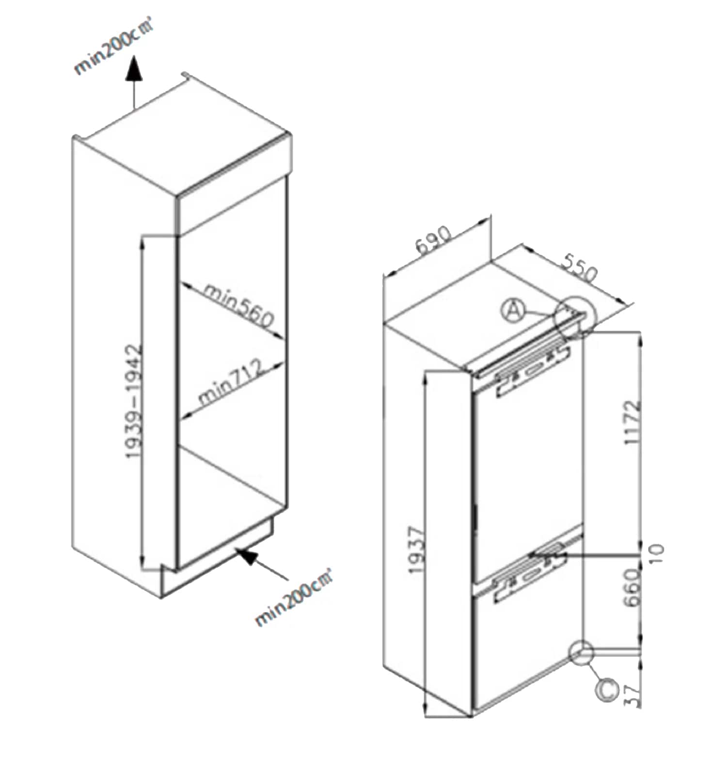картинка Встраиваемый холодильник Millen MBI193.7D 
