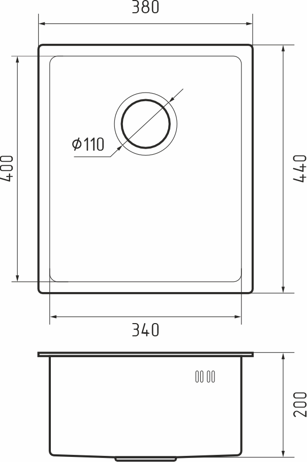 картинка Мойка для кухни Rivelato Rinox 3844 UN 