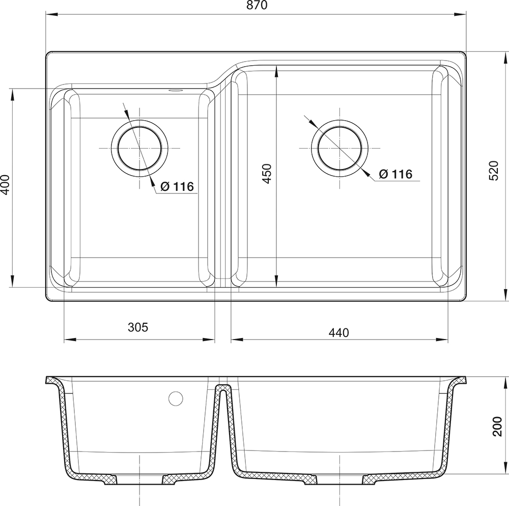 картинка Мойка для кухни Rivelato AXEL X-90D 