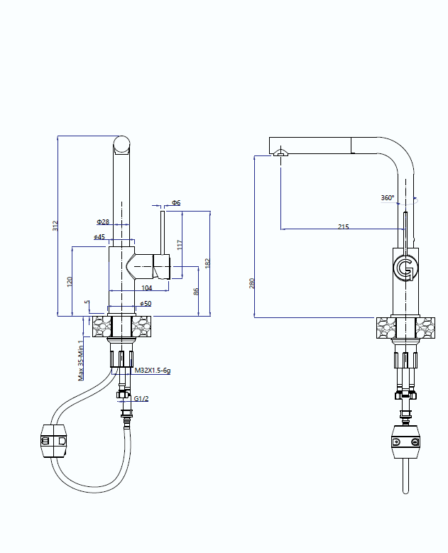 картинка Смеситель Rivelato Albano PVD black 