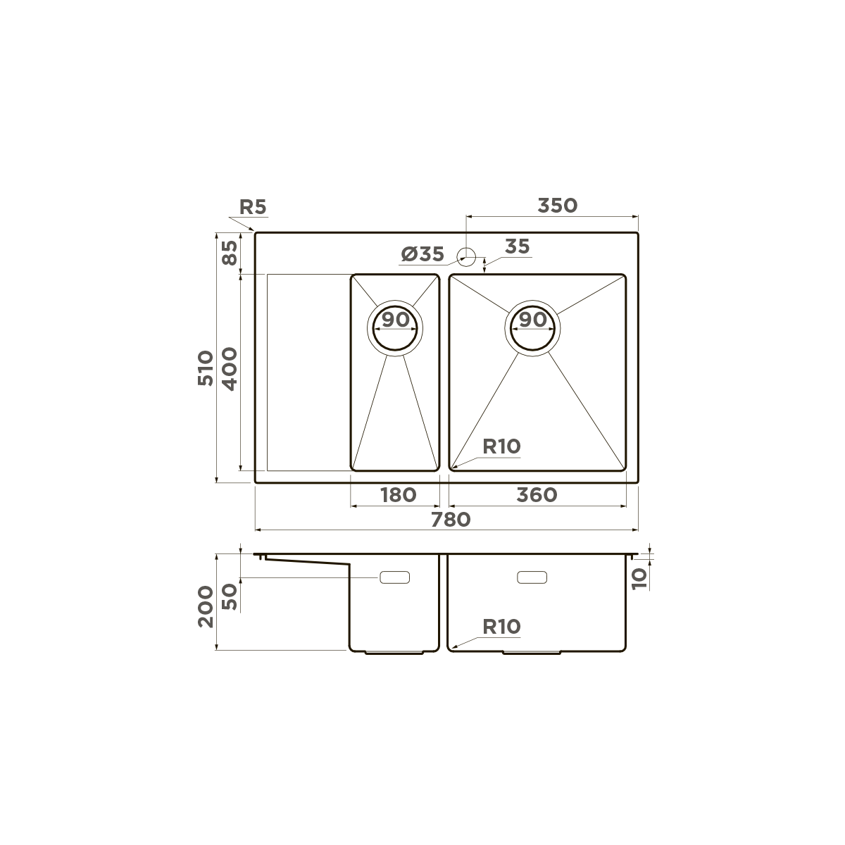 картинка Мойка для кухни Omoikiri Akisame-78-2-GM-R 