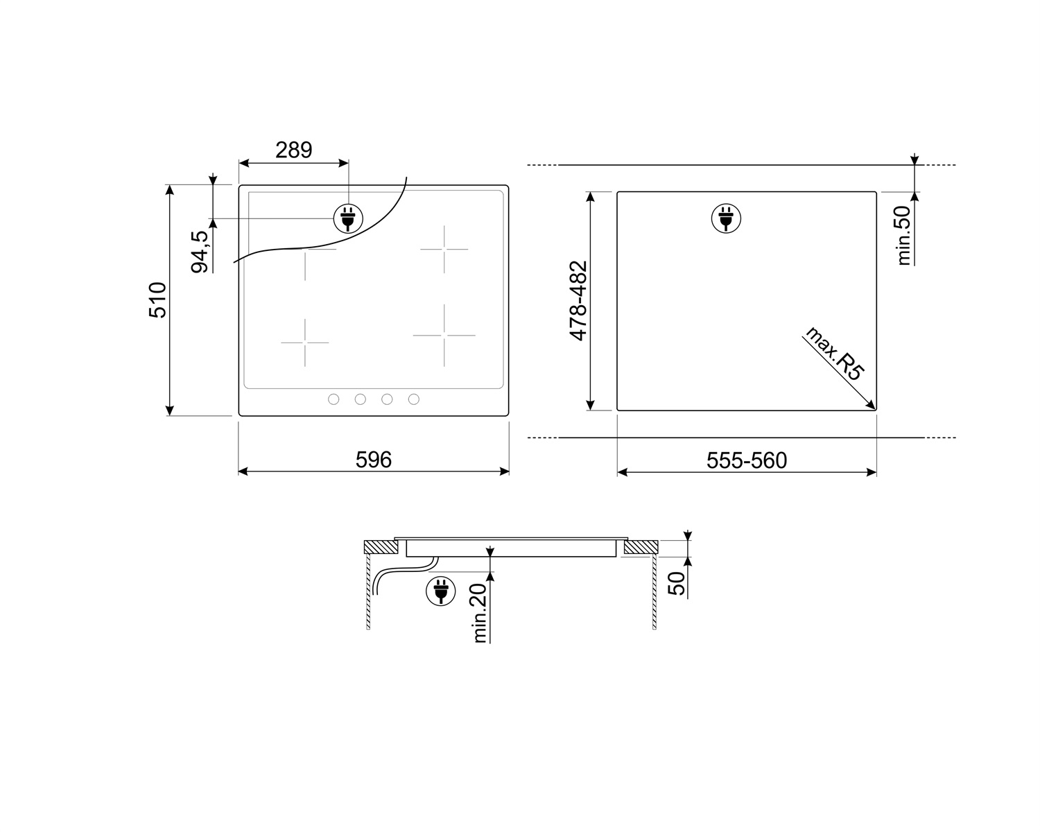 картинка Индукционная варочная панель Smeg SI764AOM 