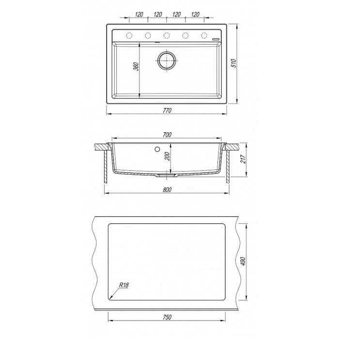картинка Мойка для кухни Florentina ЛИПСИ-770 