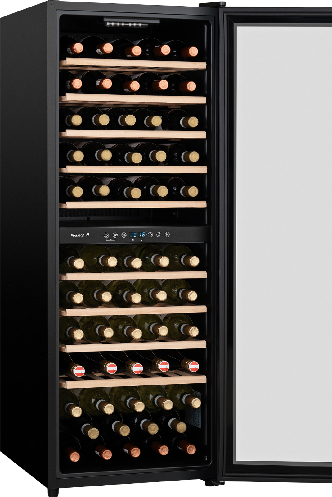 картинка Полувстраиваемый винный шкаф Weissgauff WWC-77 DB DualZone 