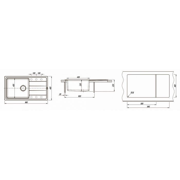 картинка Мойка для кухни Florentina Комби-860 