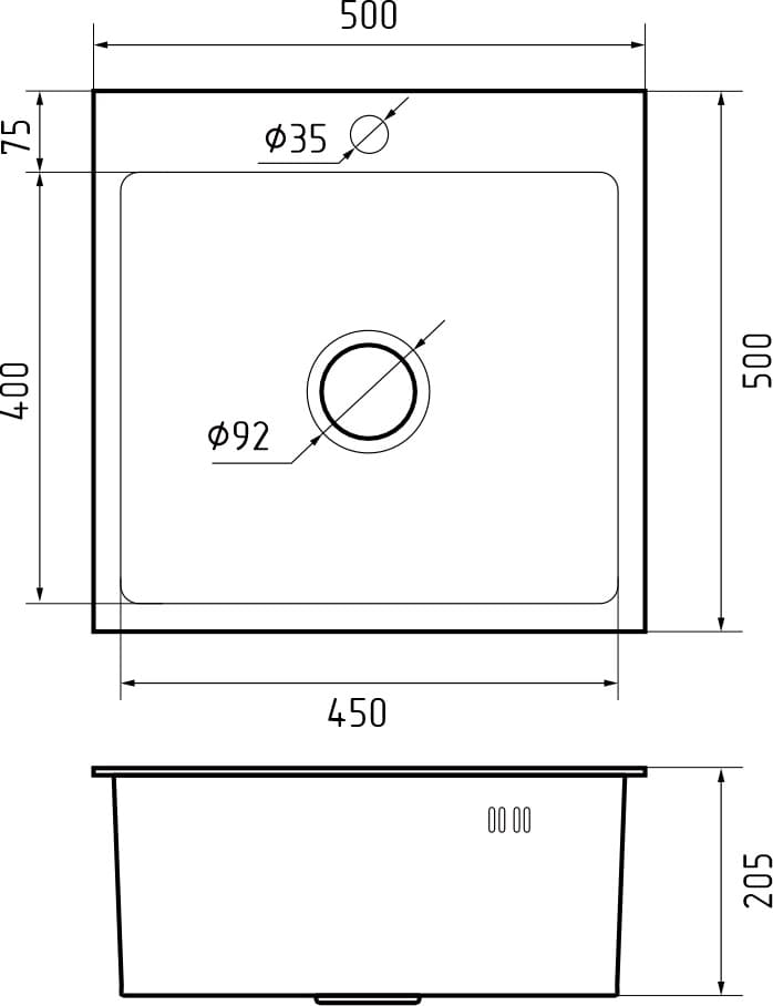 картинка Мойка для кухни Granfest 5050 нержавеющая сталь 