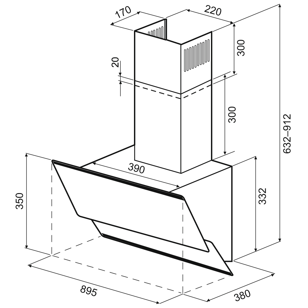 картинка Кухонная вытяжка Krona IRMA A 900 black S 