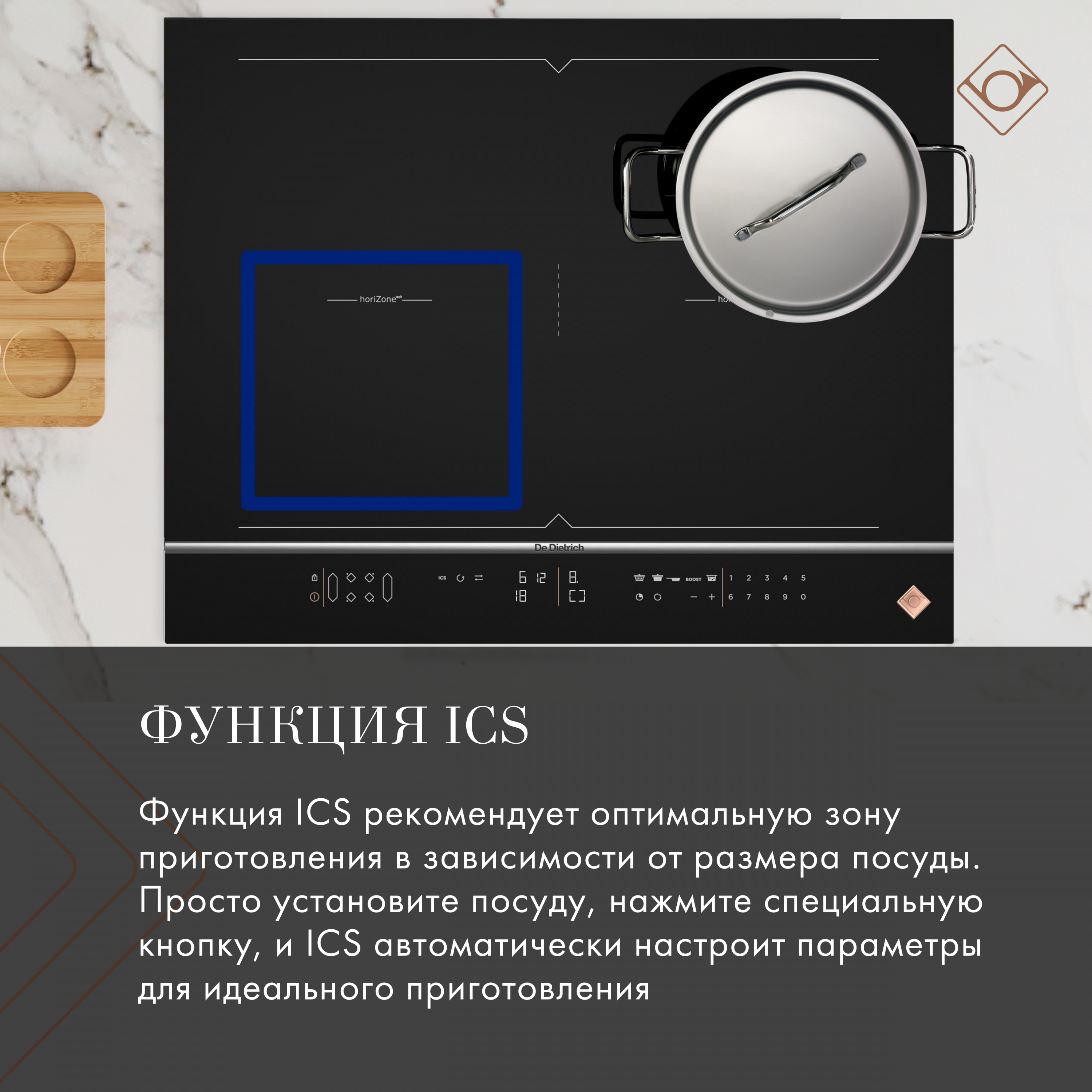 картинка Индукционная варочная панель De Dietrich DPI595ABT INFINITE BLACK 