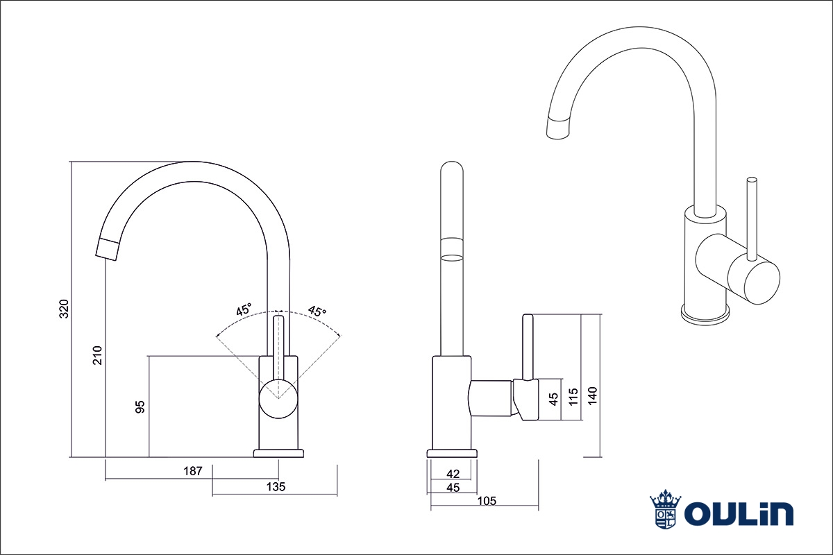 картинка Смеситель Oulin OL-8006 