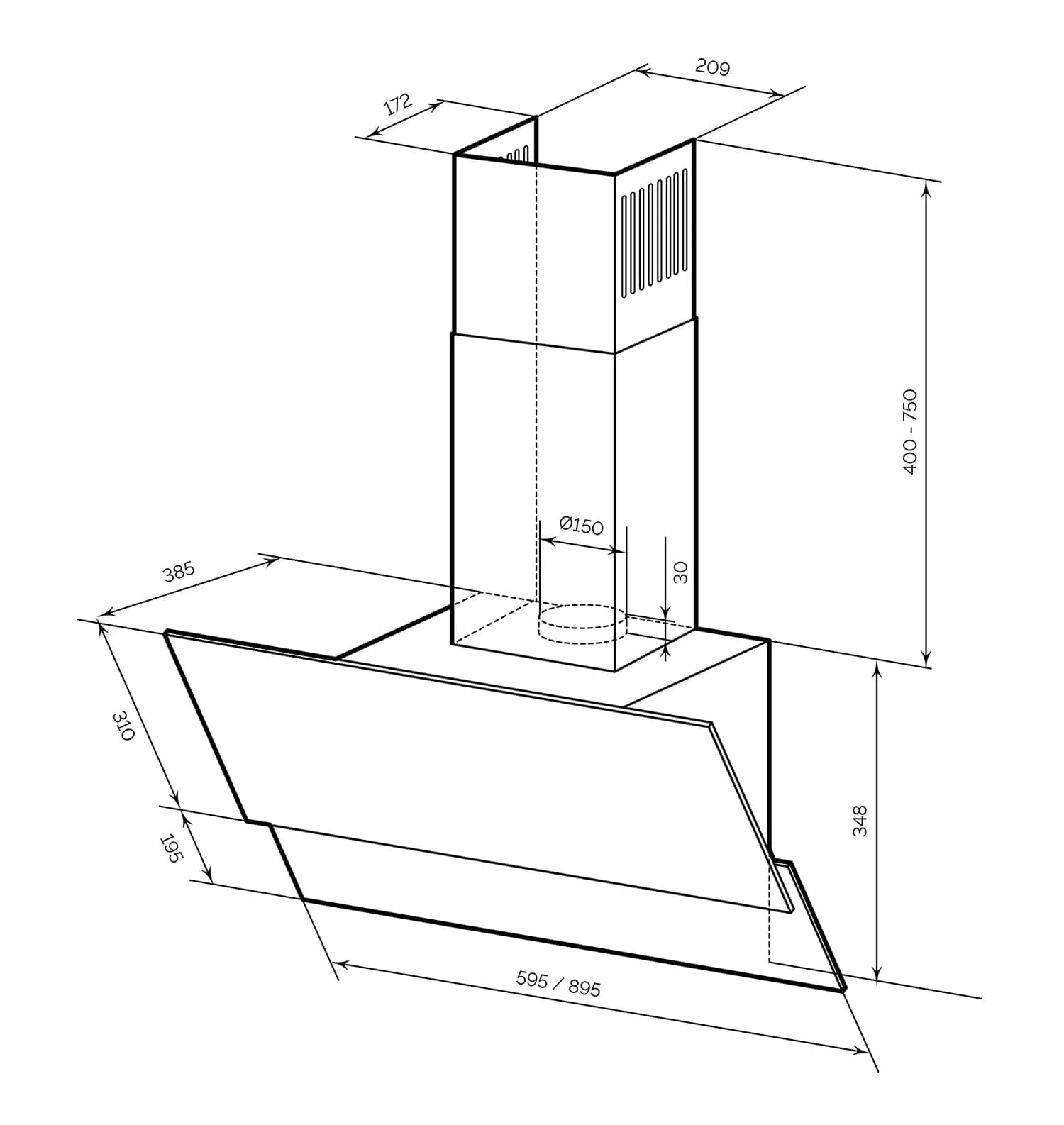 картинка Кухонная вытяжка Lex ARIA 600 BLACK 