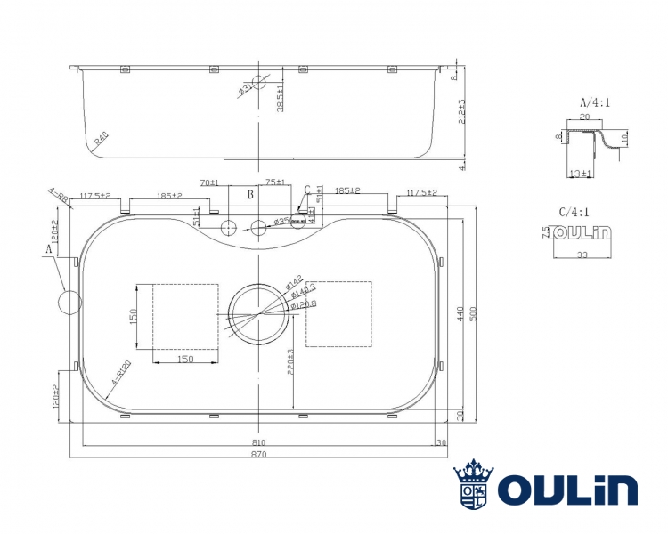 картинка Мойка для кухни Oulin OL-330  картинка Мойка для кухни Oulin OL-330