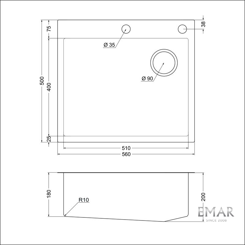 картинка Кухонная мойка Emar EMB-560(TOP) PVD Matt Gold 