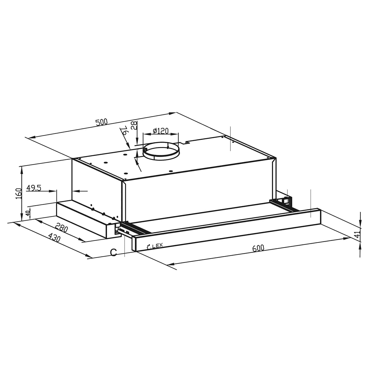 картинка Кухонная вытяжка Lex HOGAN 600 WHITE 