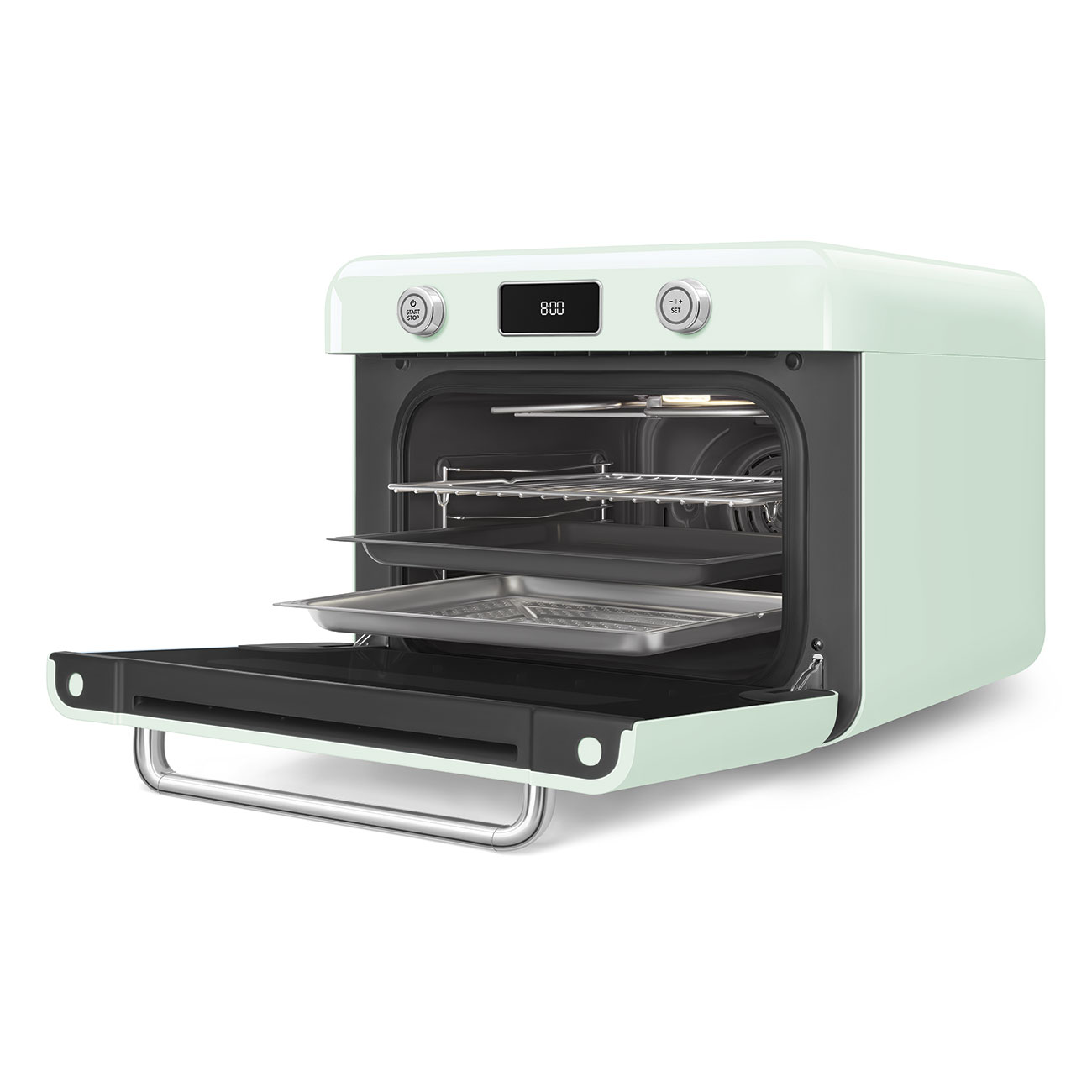 картинка Мини-печь с паром Smeg COF01PGEU постельный зеленый  картинка Мини-печь с паром Smeg COF01PGEU постельный зеленый