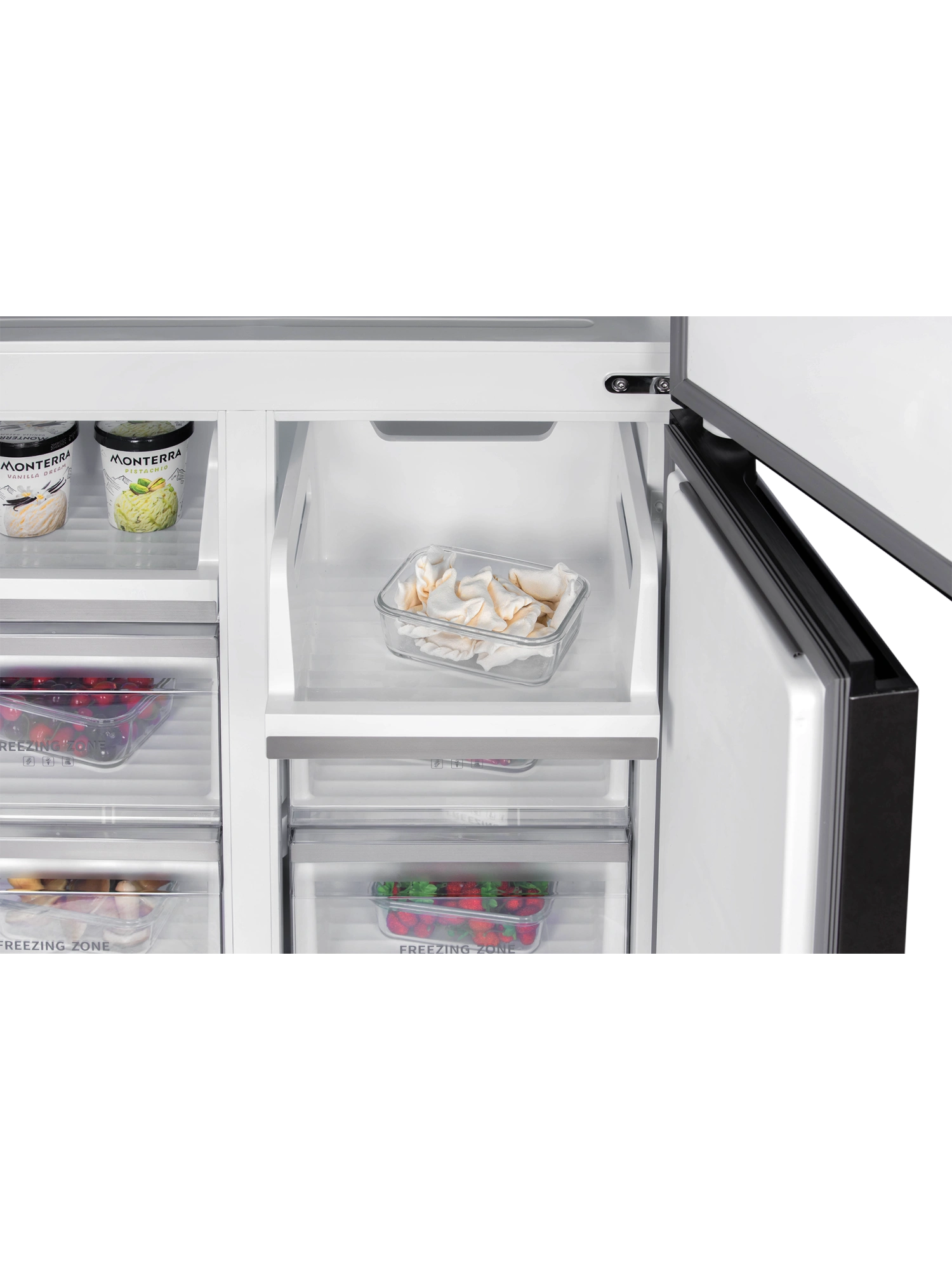 картинка Полувстраиваемый холодильник Hiberg RFQ-600DX NFYM INVERTER бежевый 