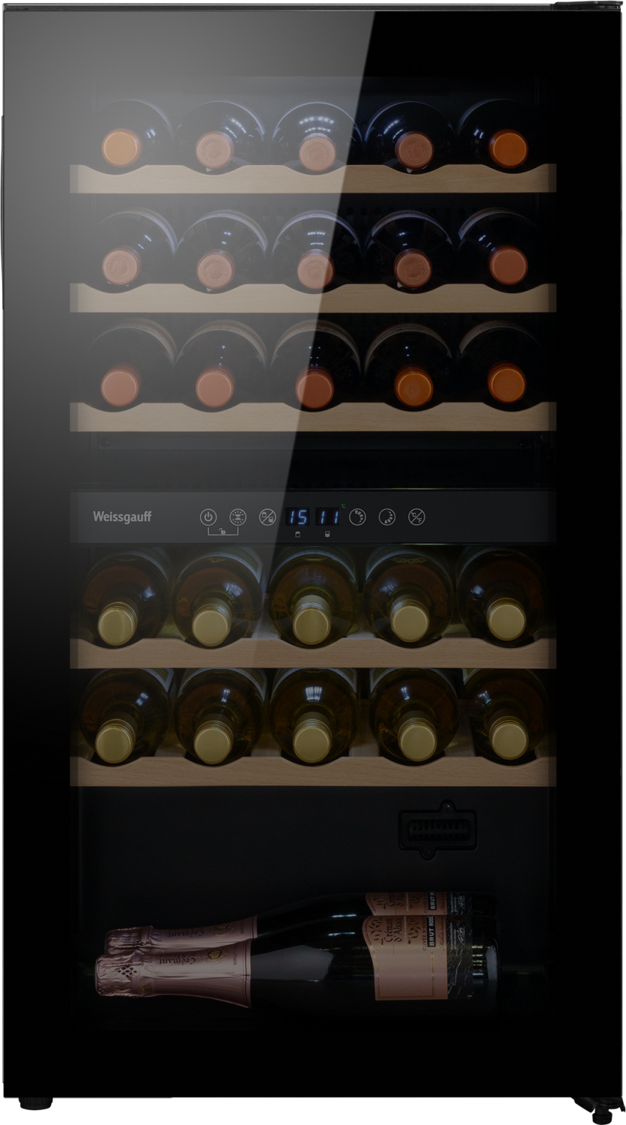 картинка Полувстраиваемый винный шкаф Weissgauff WWC-29 DB DualZone 