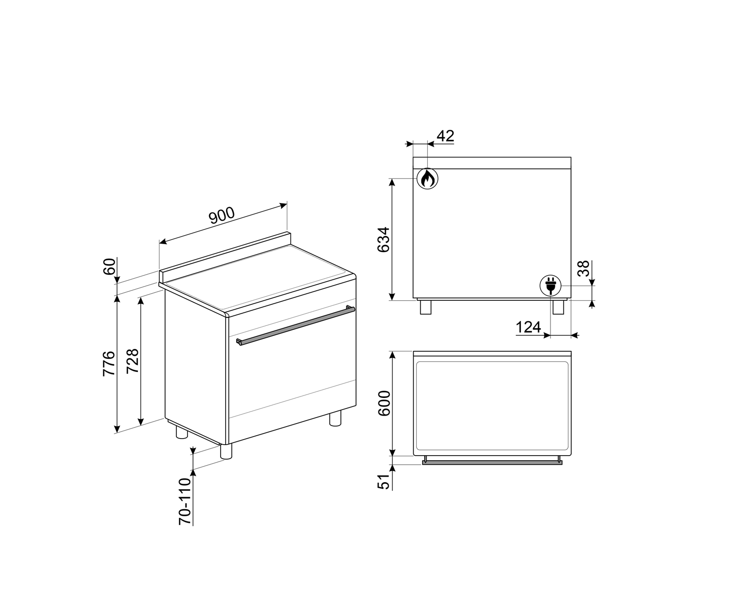 картинка Комбинированная кухонная плита Smeg SX91GM 