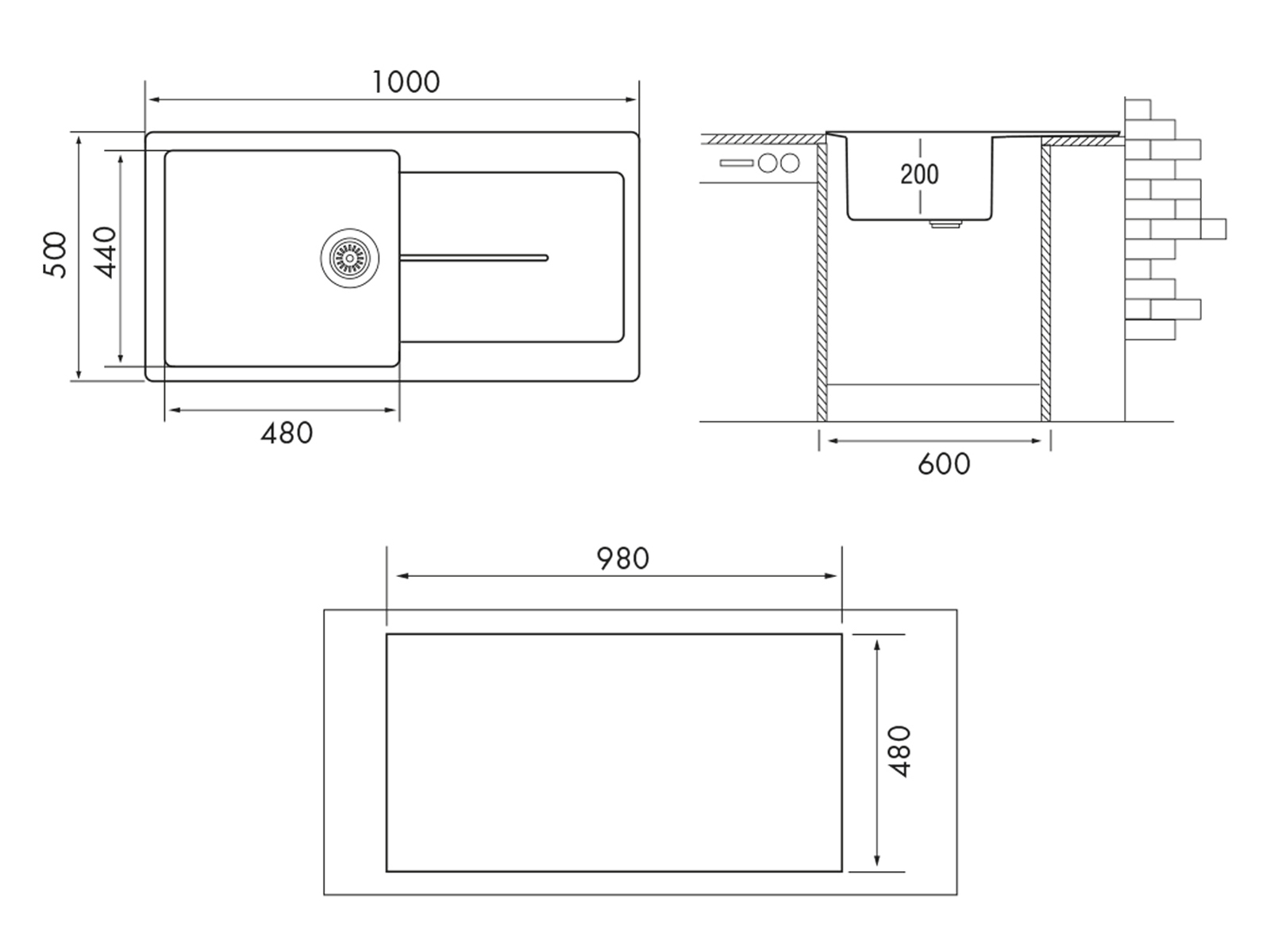 картинка Кухонная мойка Longran ENIGMA ENG1000.500 