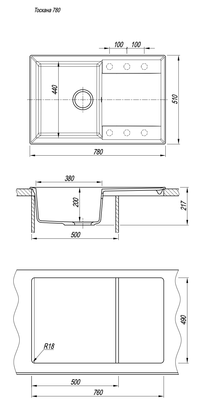 картинка Мойка для кухни Florentina ТОСКАНА 780 
