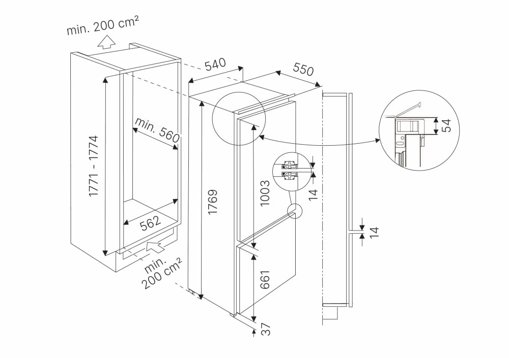 картинка Встраиваемый холодильник Kuppersbusch FKGF 8851.0i 