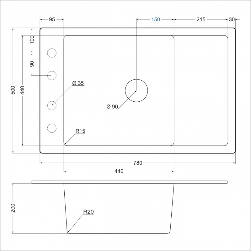 картинка Мойка для кухни Emar EMQ-1780.Q  картинка Мойка для кухни Emar EMQ-1780.Q