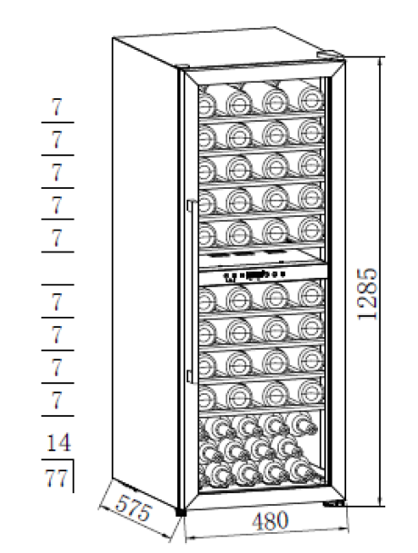 картинка Полувстраиваемый винный шкаф Weissgauff WWC-77 DB DualZone 