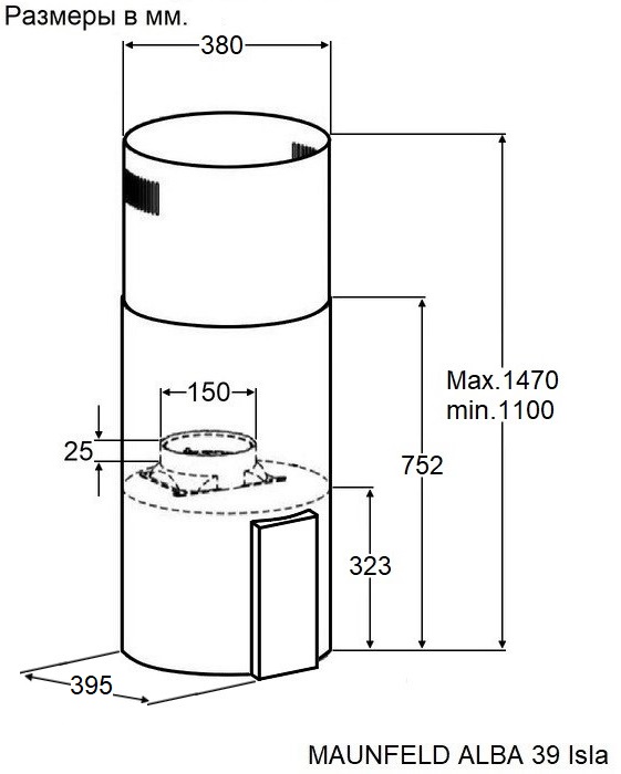 картинка Кухонная вытяжка Maunfeld ALBA 39 Isla черная 