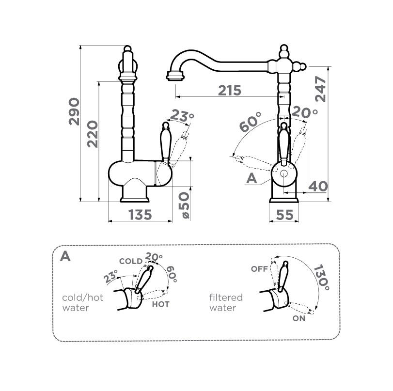 картинка Смеситель Omoikiri Kyoto 2 Plus-SI 