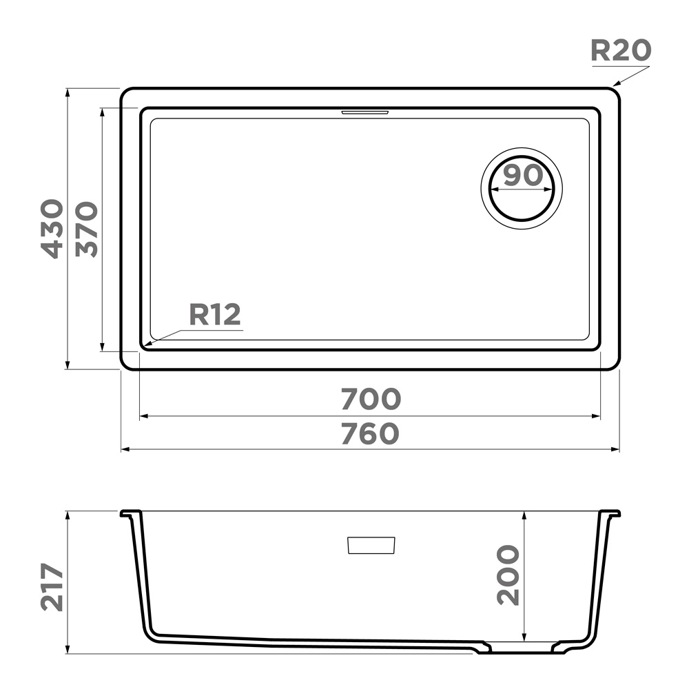 картинка Кухонная мойка Omoikiri KATA 76-U/I SIDE 