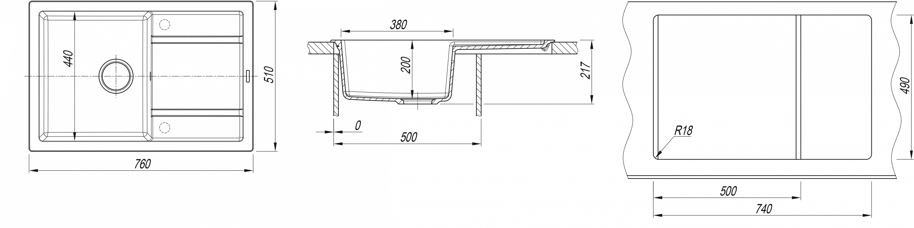 картинка Мойка для кухни Florentina Липси-760 