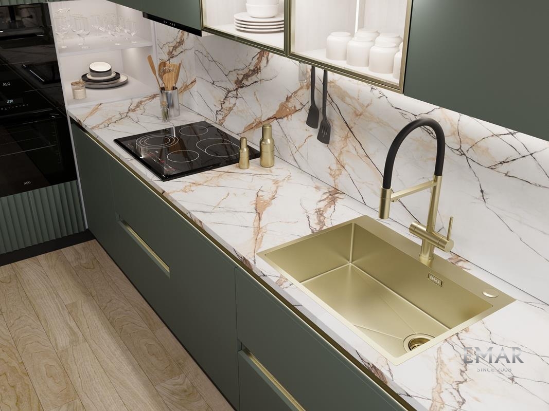 картинка Кухонная мойка Emar EMB-660(TOP) PVD Matt Gold 