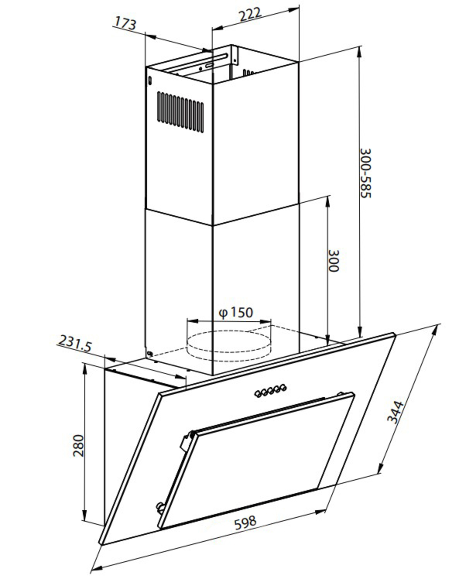 картинка Кухонная вытяжка Weissgauff Yota 600 PB BL 