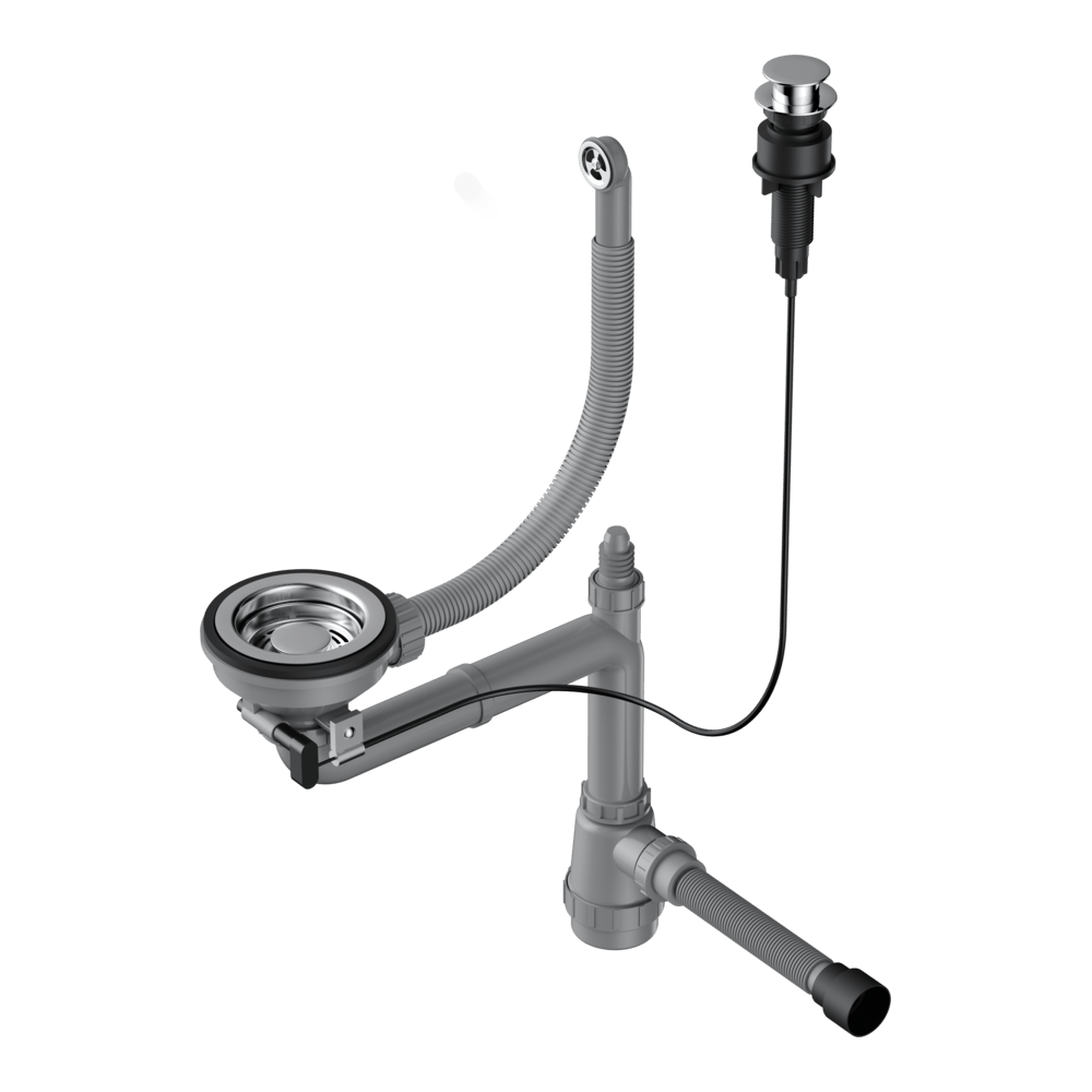 картинка Арматура с клапаном-автоматом для одночашевых моек с круглым переливом WK-1-R-A 