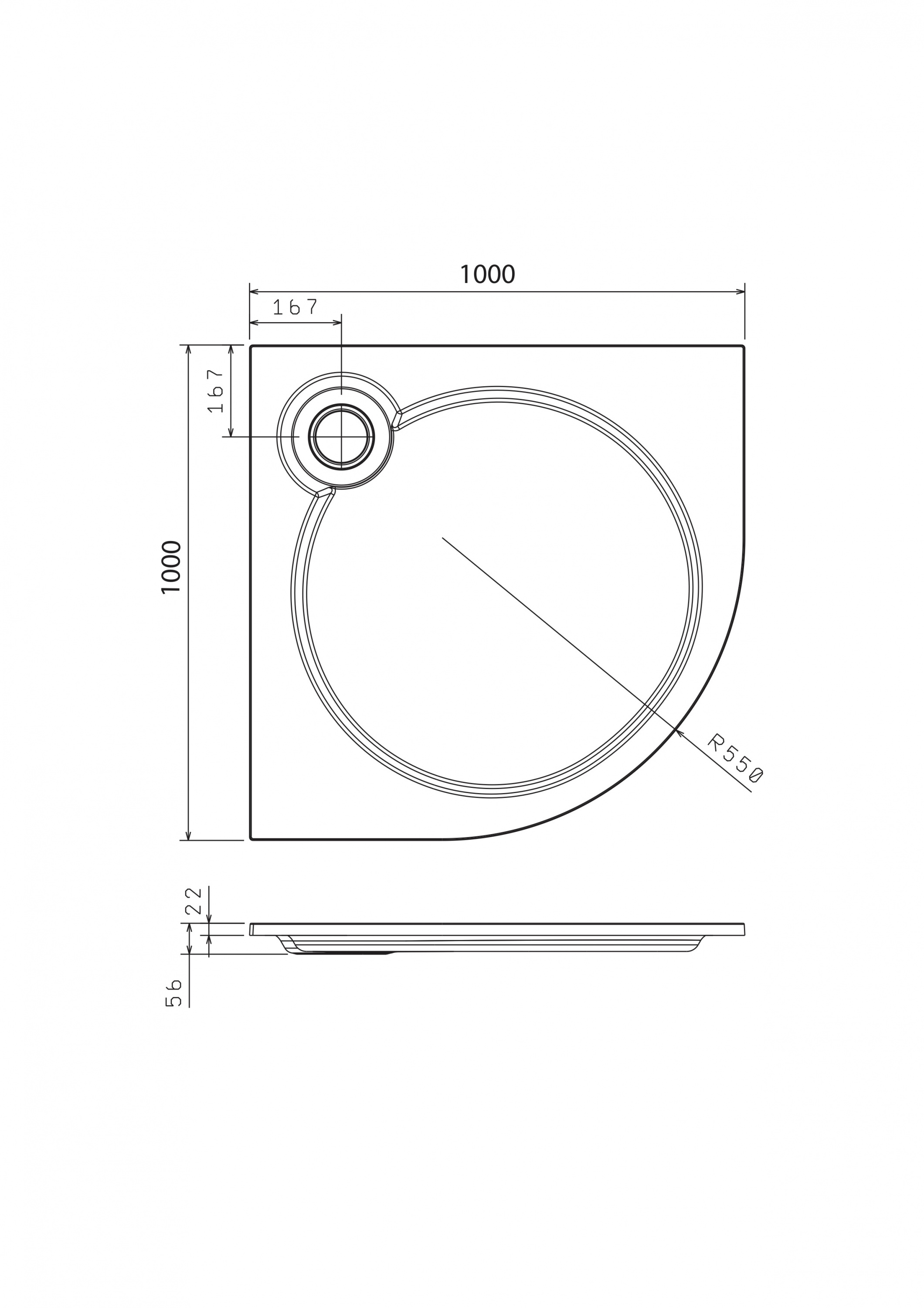 картинка Поддон Florentina Четверть Круга П-1 100*100 