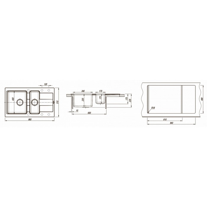 картинка Мойка для кухни Florentina Комби-860К 