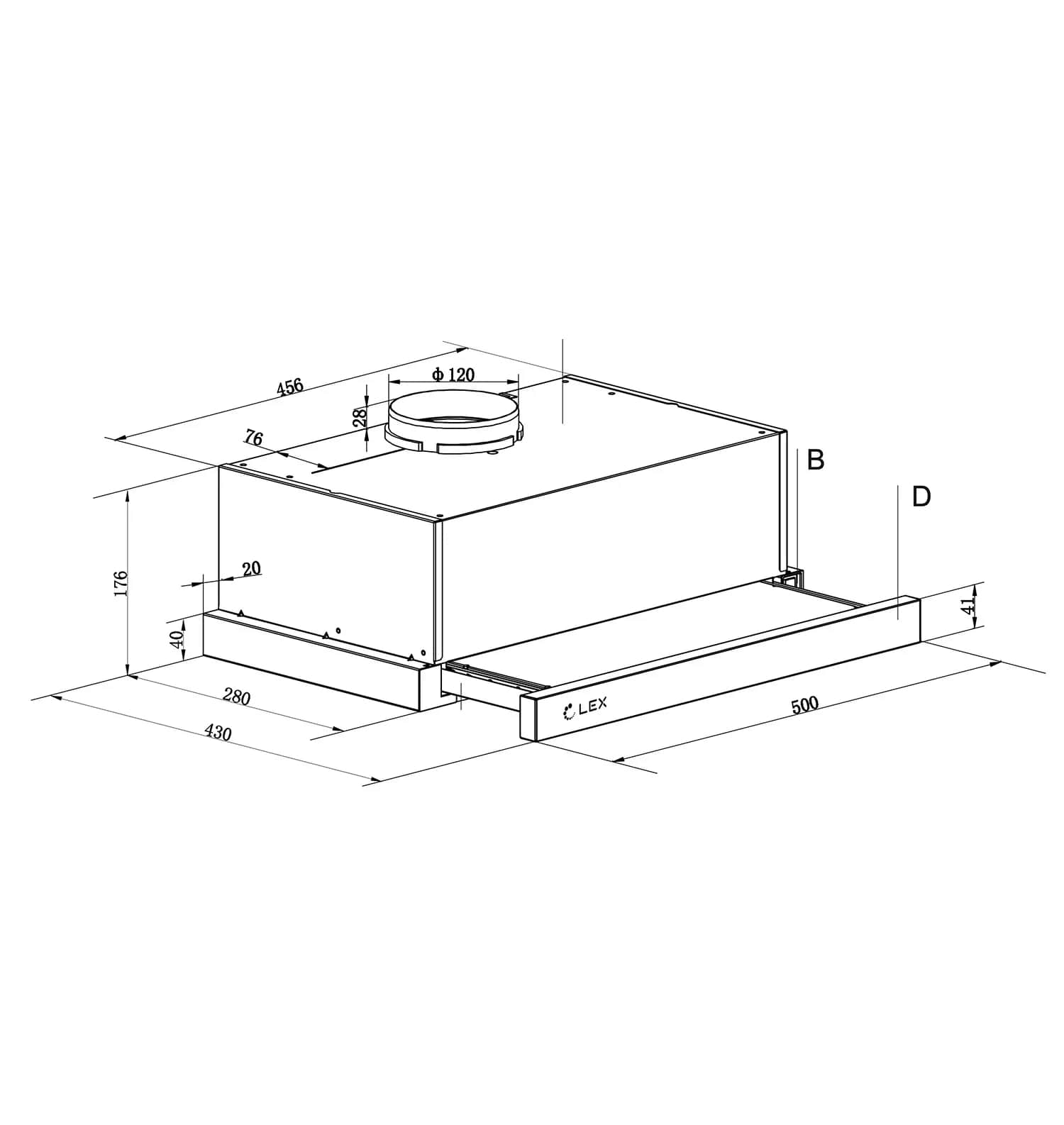 картинка Кухонная вытяжка Lex HOGAN 500 BLACK 