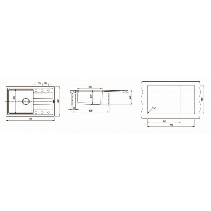 картинка Мойка для кухни Florentina Комби-780 