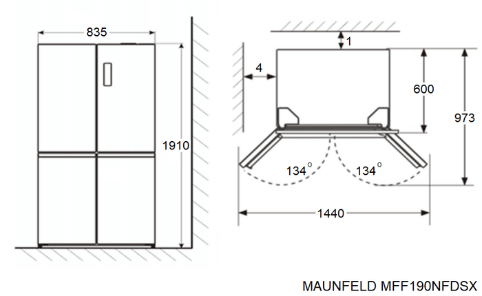 картинка Полувстраиваемый холодильник Maunfeld MFF190NFDBG бежевый 