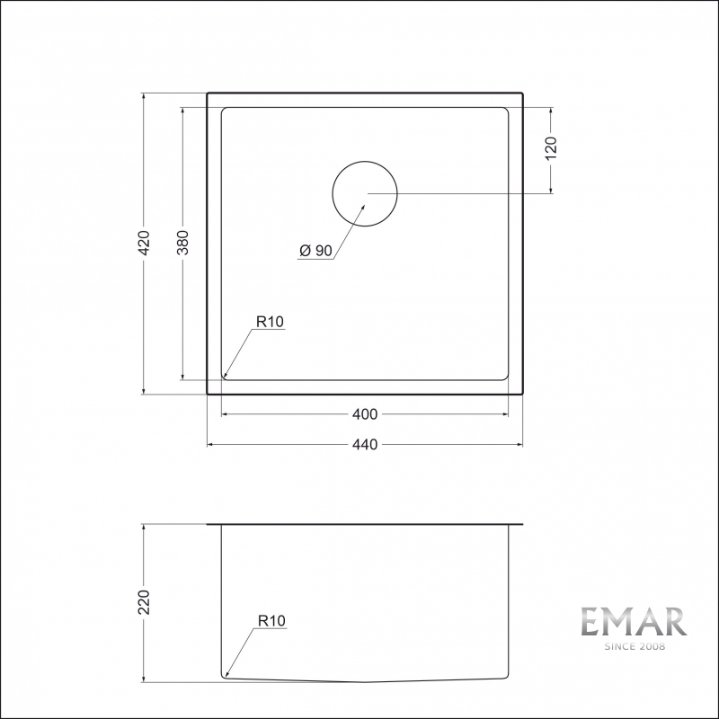 картинка Мойка для кухни Emar EMB-131 PVD Nano Satine 