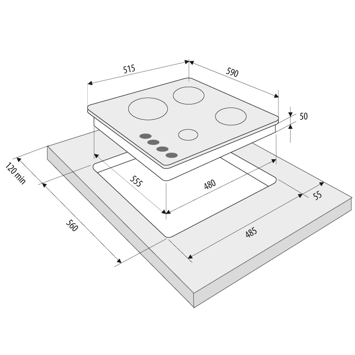 картинка Газовая варочная панель Krona CALORE 60 WH белый 