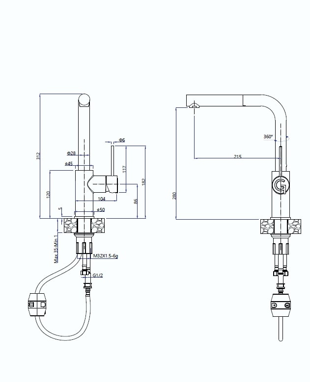 картинка Смеситель Rivelato Albano 1573503 nero/cromo 