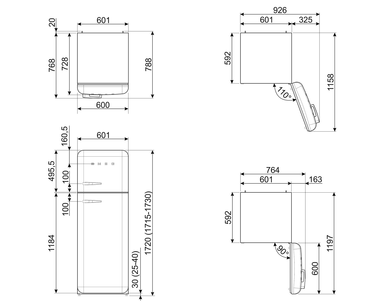 картинка Отдельностоящий холодильник Smeg FAB30RRD5 