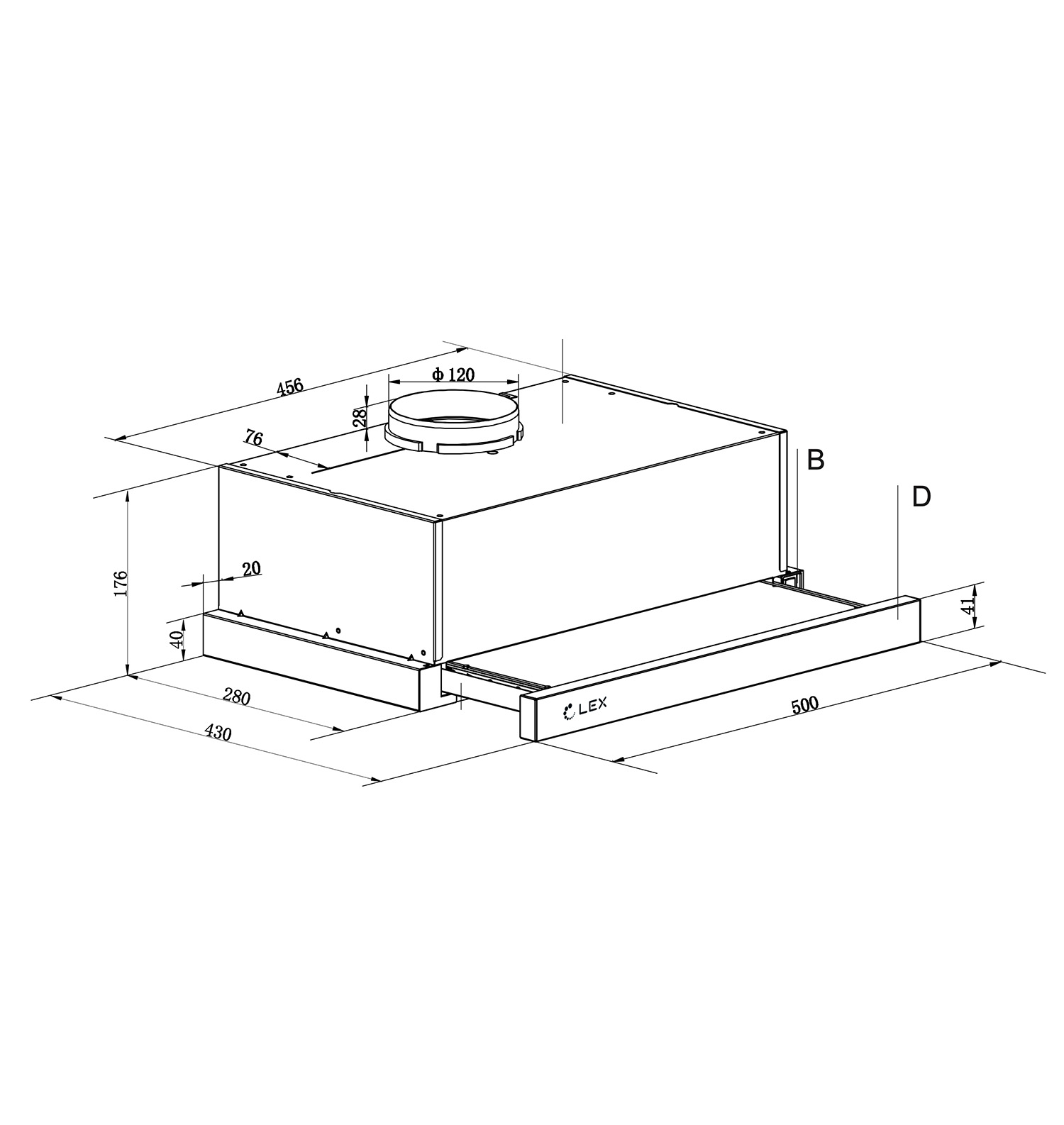 картинка Кухонная вытяжка Lex HIDE 500 WHITE 
