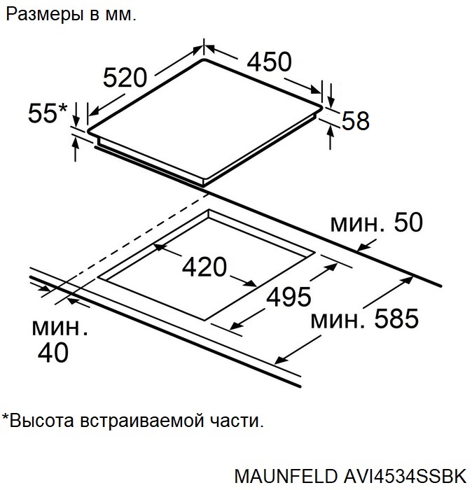 картинка Индукционная варочная панель Maunfeld AVI4534SSBK 