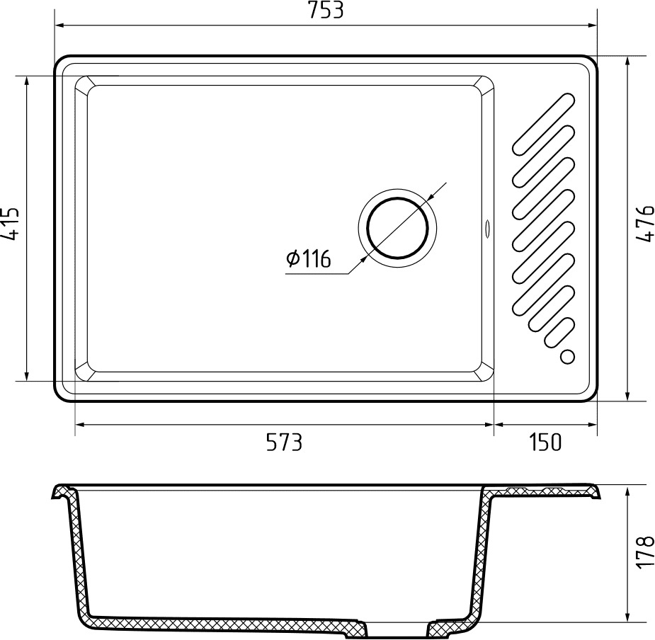картинка Кухонная мойка Granfest-Quarz GF-ZL-51 